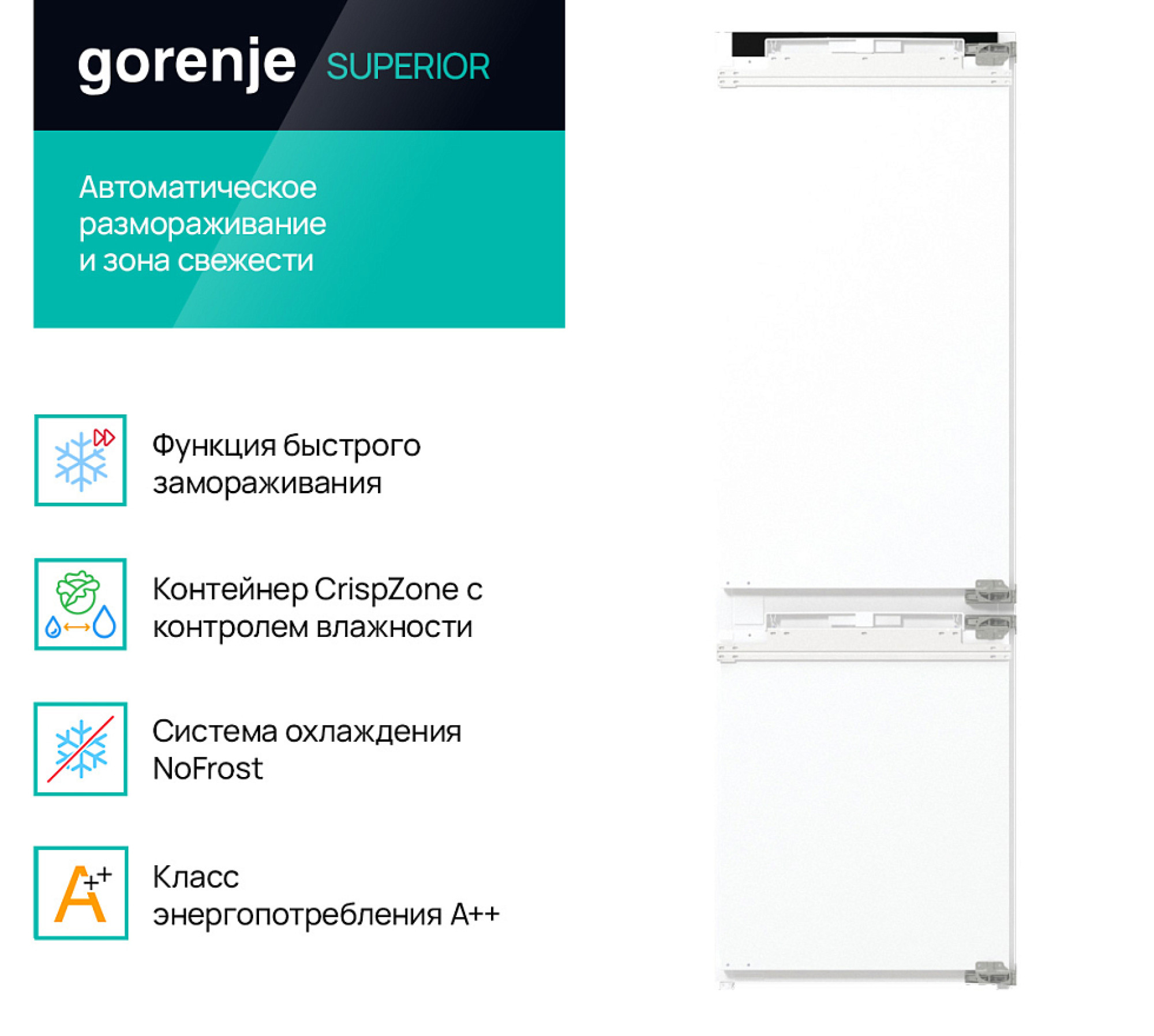 Встраиваемый двухкамерный холодильник Gorenje GDNRK5182A2 фото-7